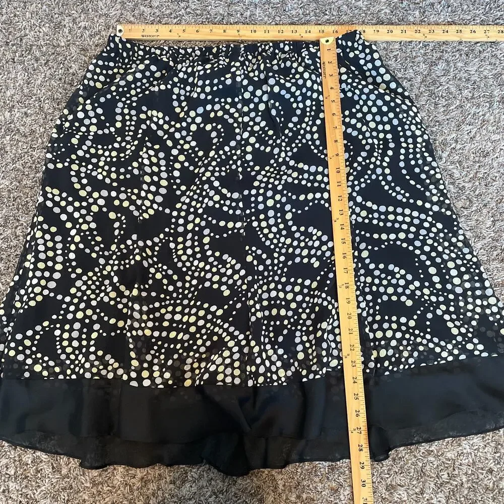 Y2K Skirt Plus Size 24W Black White Polka Dot Chiffon Flowy Pull On Minimal